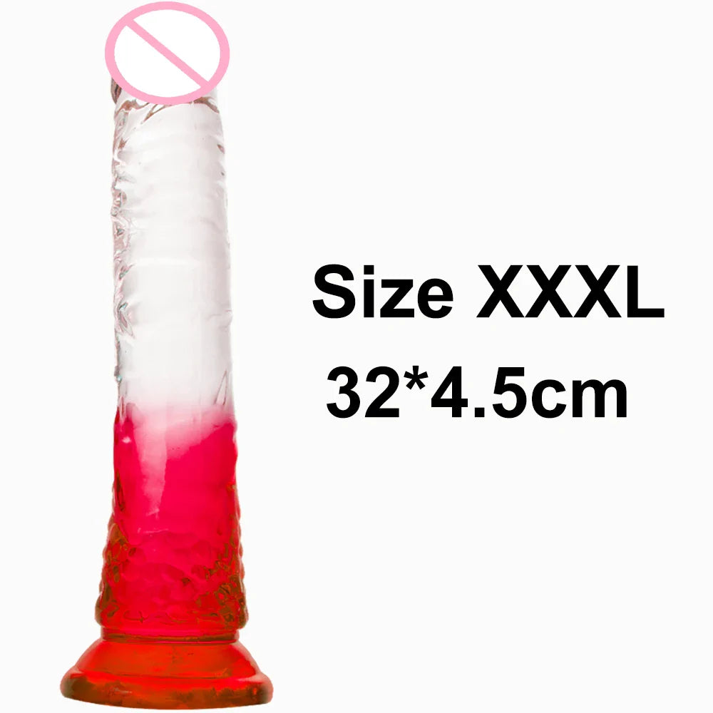 Crystal Jelly Huge Dildo Realistic Penis Anal Butt Plug Anal Massage Women's - fromasia2america.shop