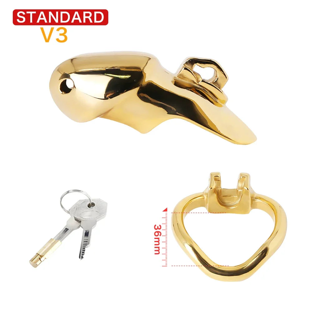 Cock Cage Men Stainless Steel Penis Lockable Cage Lock Metal Penis Ring For Men - fromasia2america.shop