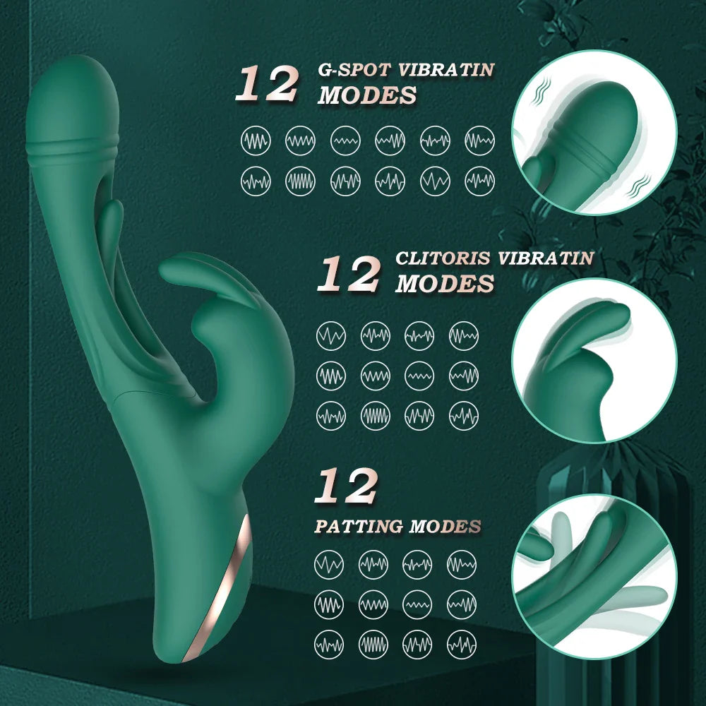 3 In 1 G-Spot Dildo Rabbit Vibrator Flapping Vaginal Massager Female - fromasia2america.shop