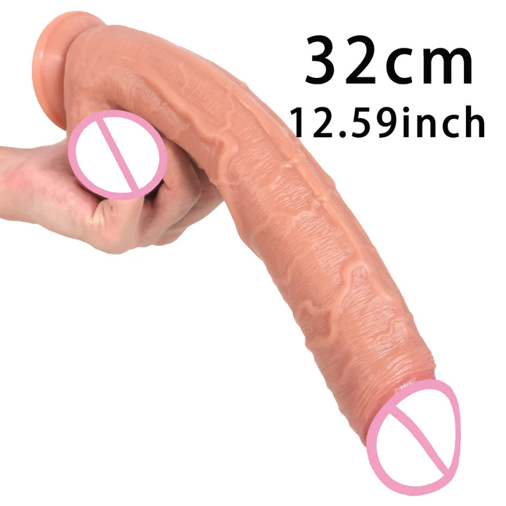 New Soft Realistic Veins Huge Dildo Thick Cock Double Layer For Women - fromasia2america.shop