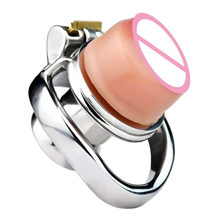 Flat Chastity Cage Men with Metal Urethral Catheter for Couple Steel Penis Rings Toys - fromasia2america.shop