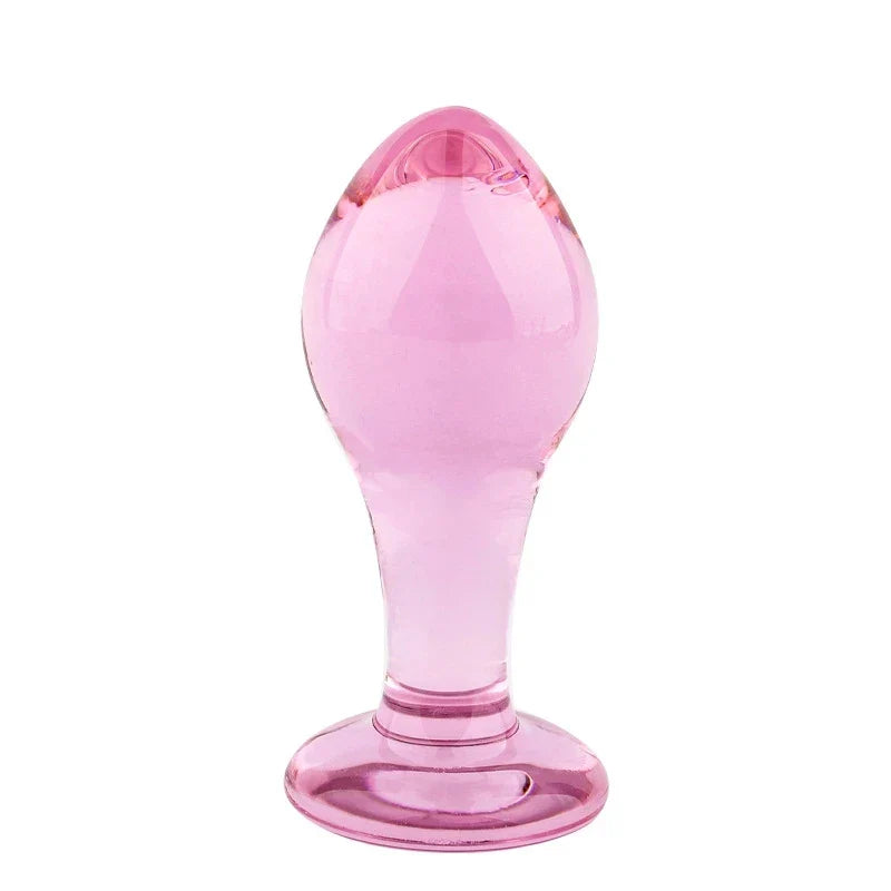 Small Pink Glass Butt Plug Crystal Huge Ball Anal Beads Fake Penis Heart Rose Glass Anus - fromasia2america.shop