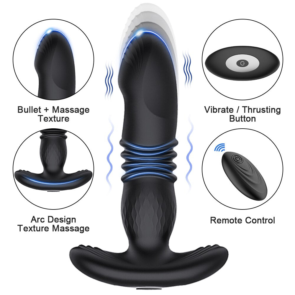 Anal Vibrator for Men Women with Wireless Remote Control Telescopic Rotation