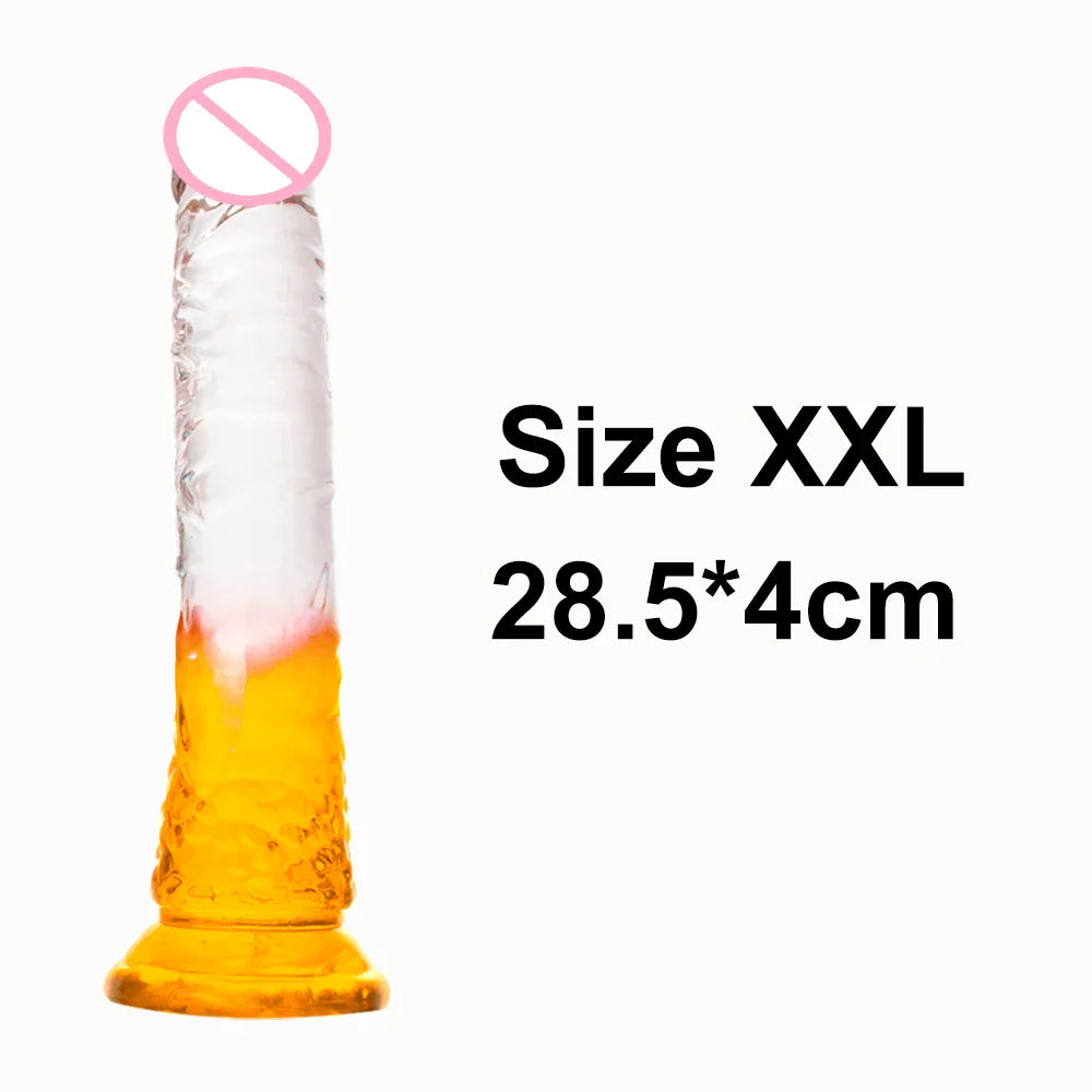 Crystal Jelly Huge Dildo Realistic Penis Anal Butt Plug Anal Massage Women's - fromasia2america.shop