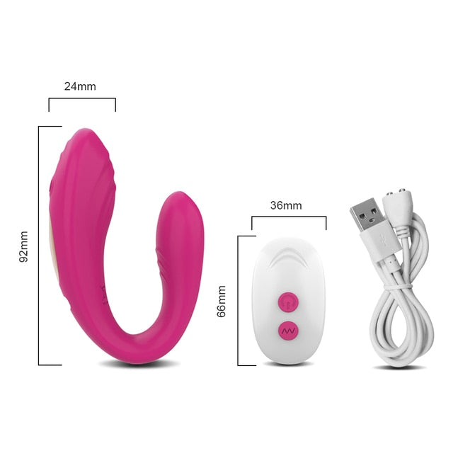 U-shape Wireless Remote Controlled Wearable Dildo Vibrator Female Dual Motor Clit Stimulator for Women