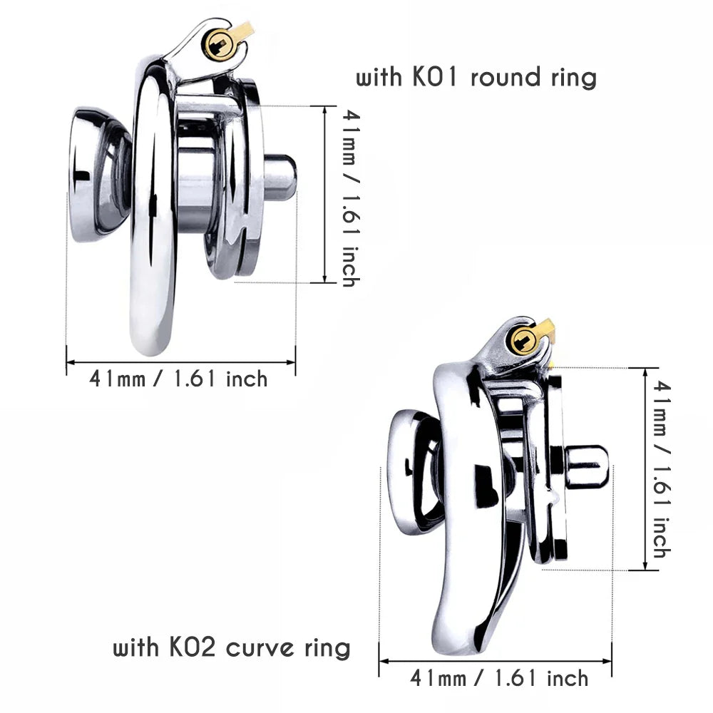 Flat Chastity Cage Men with Metal Urethral Catheter for Couple Steel Penis Rings Toys - fromasia2america.shop