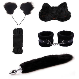 Exotic Sexy Accessories Bdsm Plush Handcuffs Blindfold Anal Tail Plug - fromasia2america.shop