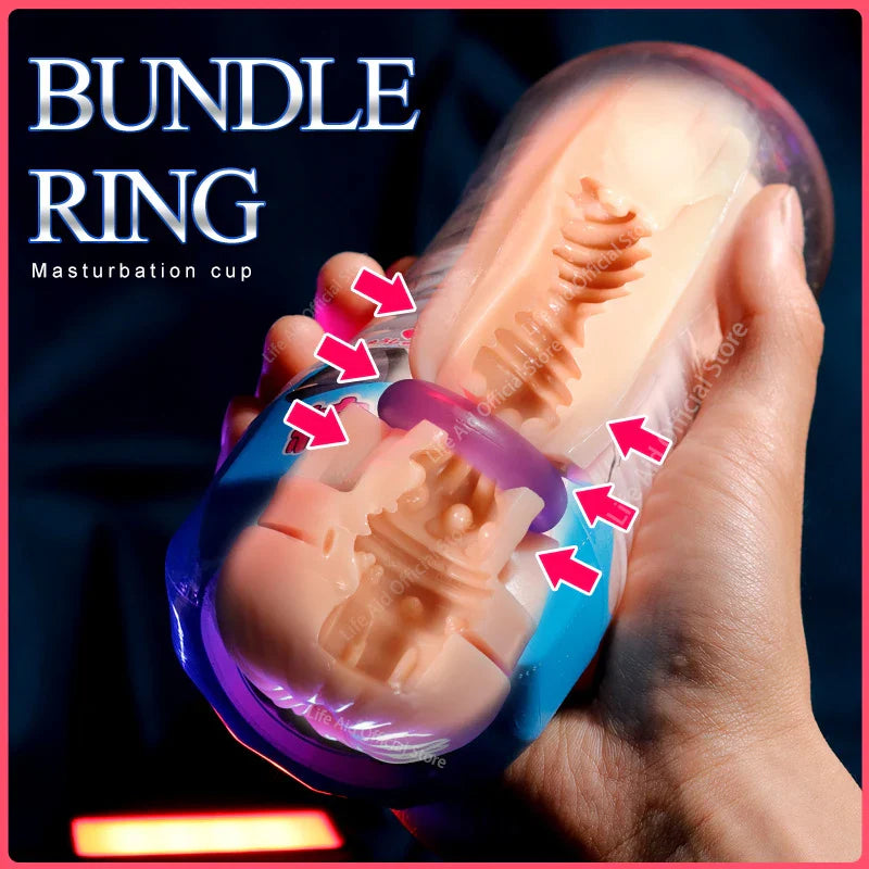 Vagina Anus Pocket Pussy Vacuum Endurance Exercise Elastic Masturbation Cup for Men - fromasia2america.shop