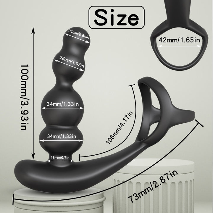 Male Prostate Massager Vibrator 360° Rotate Anal Plug Penis Ring