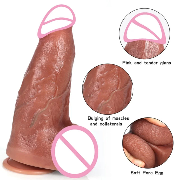 New Soft Realistic Veins Huge Dildo Thick Cock Double Layer For Women - fromasia2america.shop