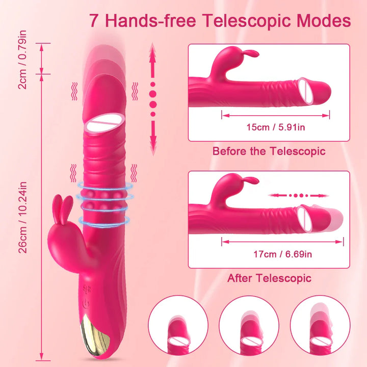 Rabbit Vibrator for Women Vagina G-Spot Nipple Clitoris Stimulator Thrusting - fromasia2america.shop