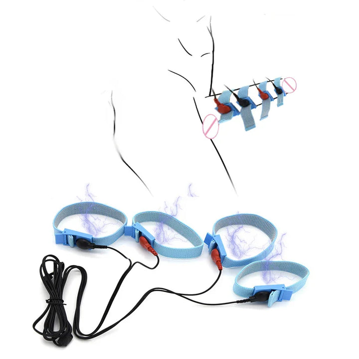 BDSM Male Electric Shock Cock Ring Electro Stimulation Breast Body Massage Pad - fromasia2america.shop