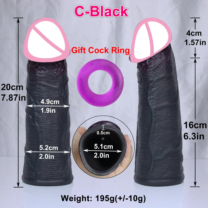 Soft Realistic Vein Dildo Enlarger Penis Sleeve Big Growth Real Silicone Dick Man Delayed - fromasia2america.shop