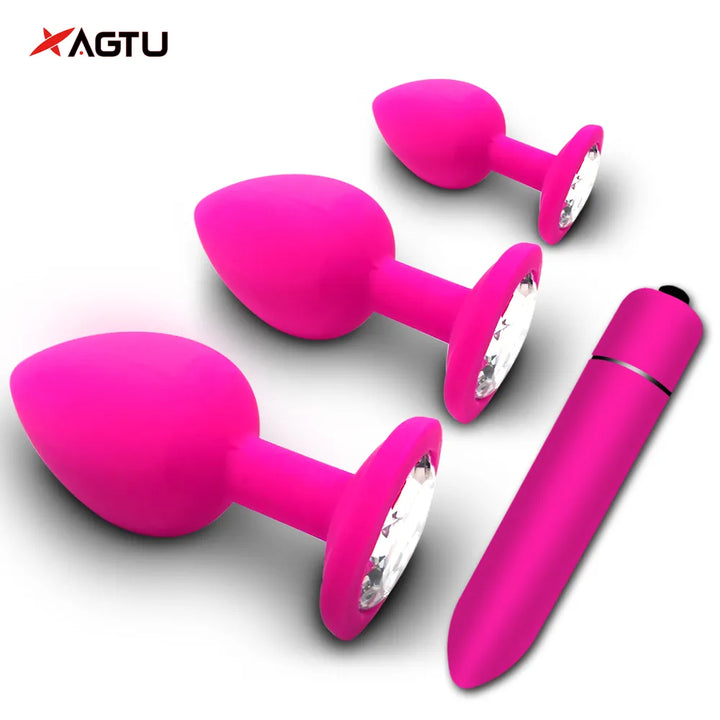 Anal Plug Butt Vibrator Women/Men Soft Silicone Round Shaped Erotic Bullet Analplug - fromasia2america.shop