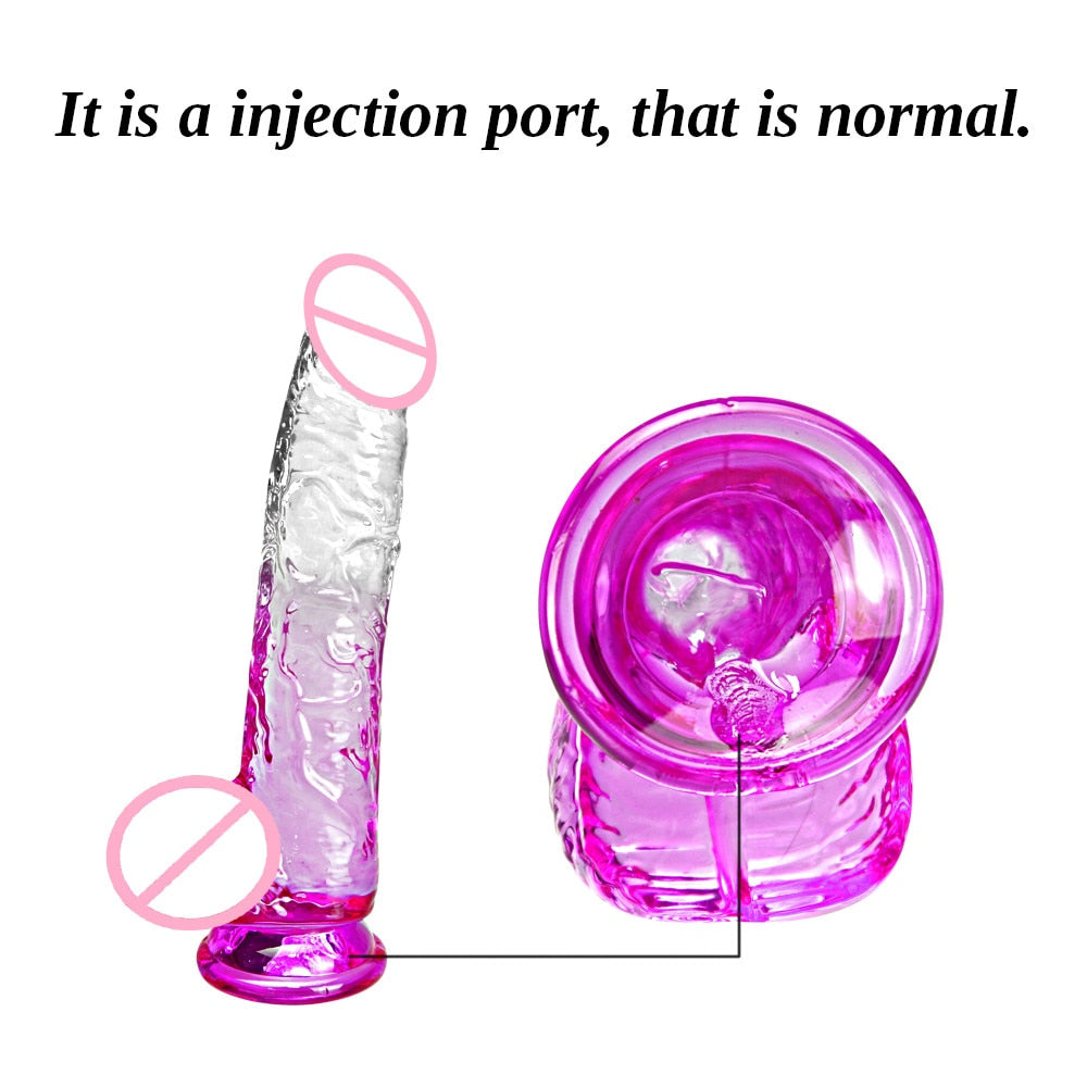 G-spot Massager Clear PVC Masturbator Dildo with Powerful Suction Cup