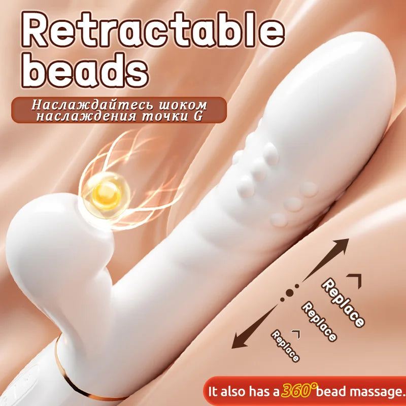 telescopic bead vibrator female adult products thrust gun sucking dildo vibrator women - fromasia2america.shop