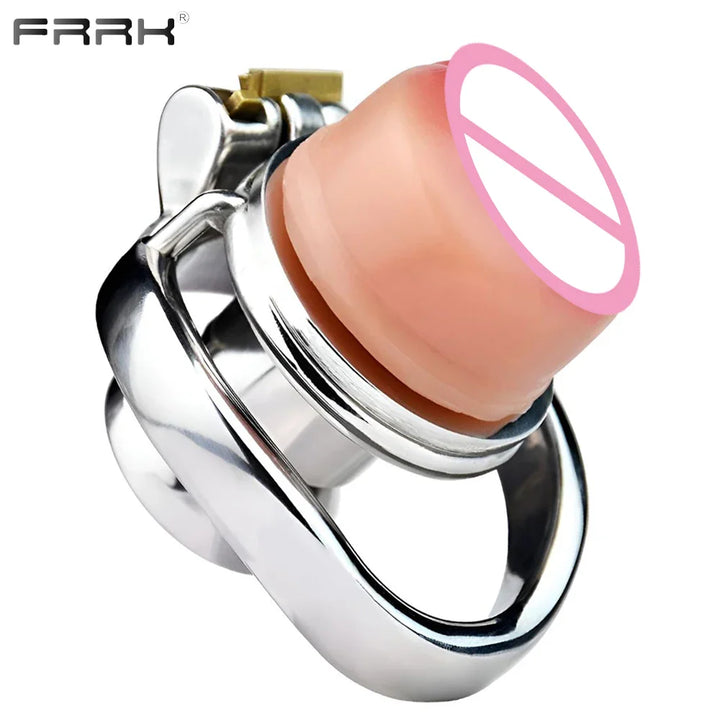 Flat Chastity Cage Men with Metal Urethral Catheter for Couple Steel Penis Rings Toys - fromasia2america.shop