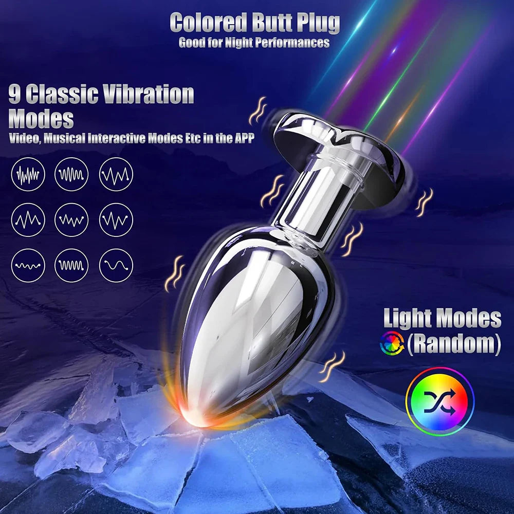 LED Colorful Light Metal Butt Plug for Women Men Anal Plug - fromasia2america.shop