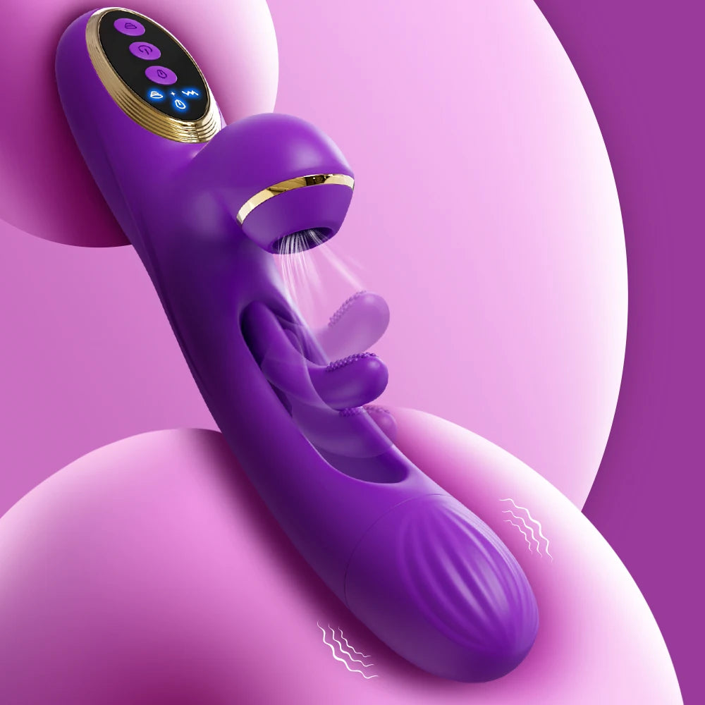 Rabbit Patting Dildo Vibrator Clitoris Nipple Sucking Stimulator Vagina Massager for Women