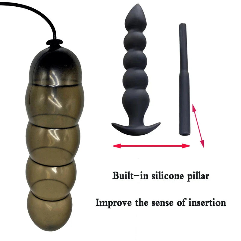 Bead Inflatable Anal Plug Built-in Big Butt Plug Dildo Pump Bdsm Toy - fromasia2america.shop