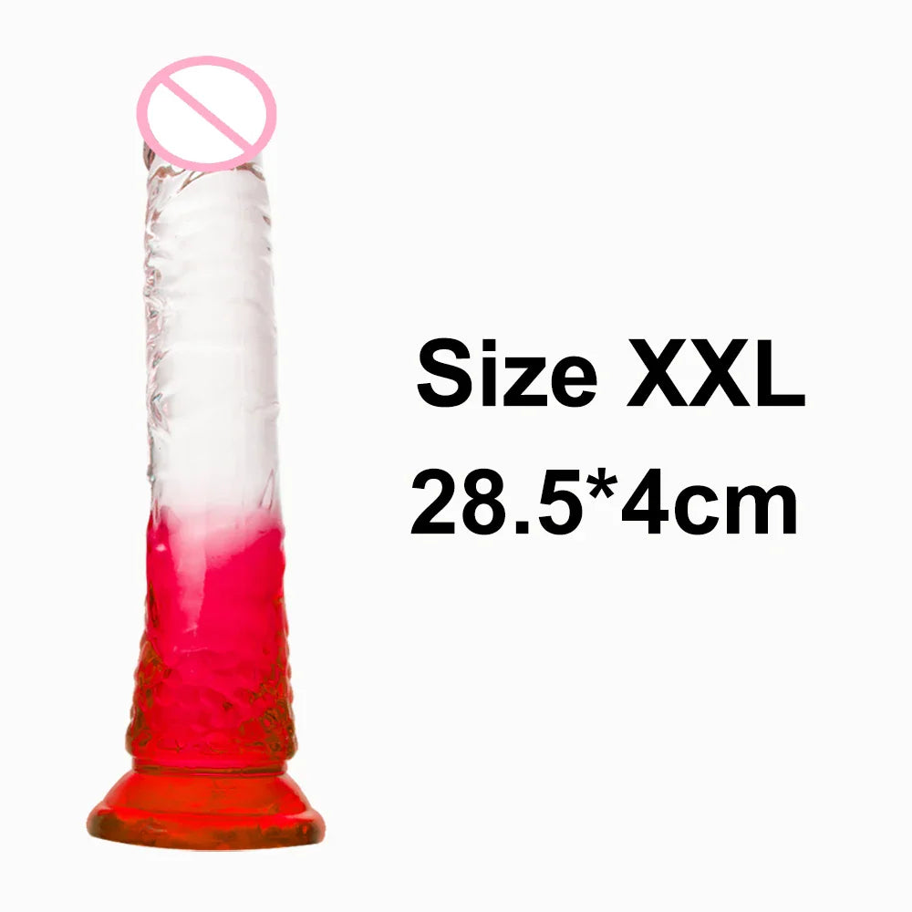 Crystal Jelly Huge Dildo Realistic Penis Anal Butt Plug Anal Massage Women's - fromasia2america.shop