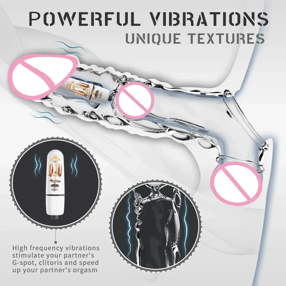 Reusable Penis Sleeve with Vibrator Penis Ring 10 Inch Clear Cock Ring - fromasia2america.shop