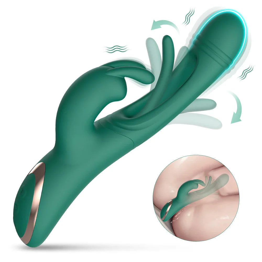 3 In 1 G-Spot Dildo Rabbit Vibrator Flapping Vaginal Massager Female - fromasia2america.shop