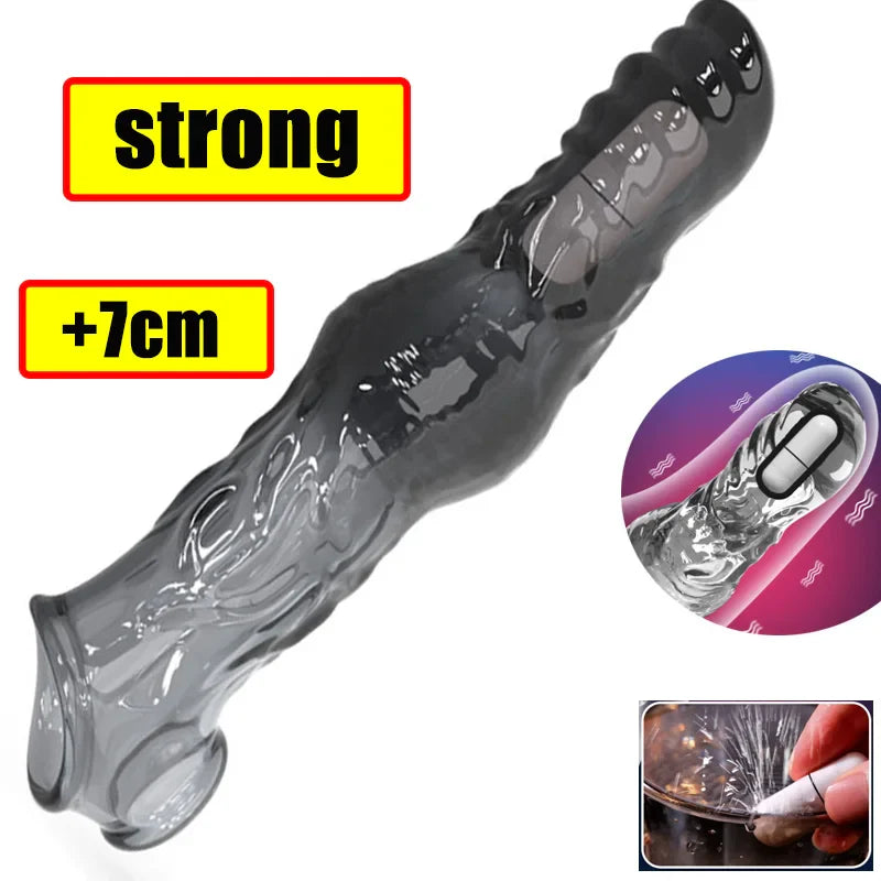 Extend 7cm Penis Enlargement Sleeve Vibrator Cock Ring for Men - fromasia2america.shop