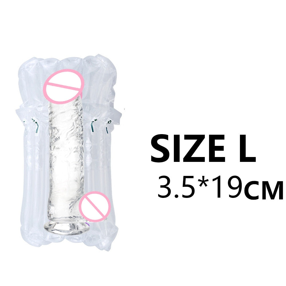 G-spot Massager Clear PVC Masturbator Dildo with Powerful Suction Cup