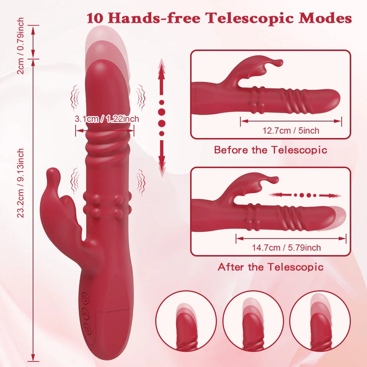 Rabbit Vibrator For Women Powerful G Spot Telescopic Rotating Clitoris Vagina - fromasia2america.shop