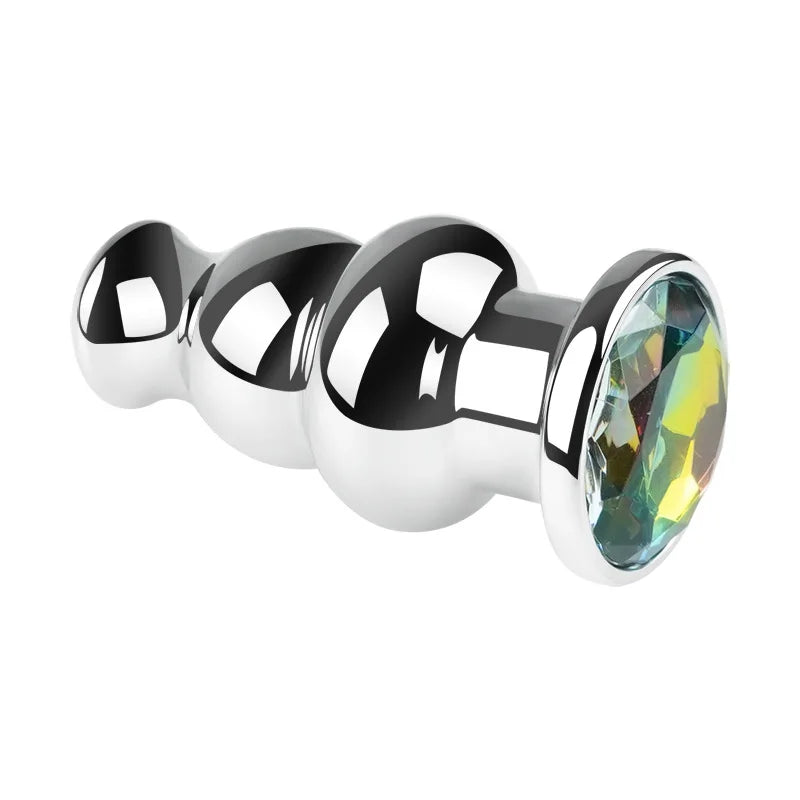 Metal Anal Plug Stainless Steel Butt Plug With Jewelry Colorful Crystal Anus Plug Anal Bead for women - fromasia2america.shop