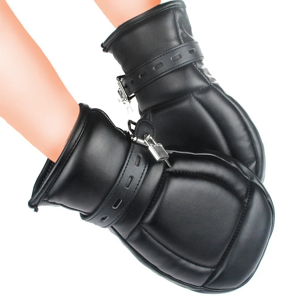 Unisex Leather Bdsm Bondage Palms Mitten Fetish Slave Pet Role Play - fromasia2america.shop