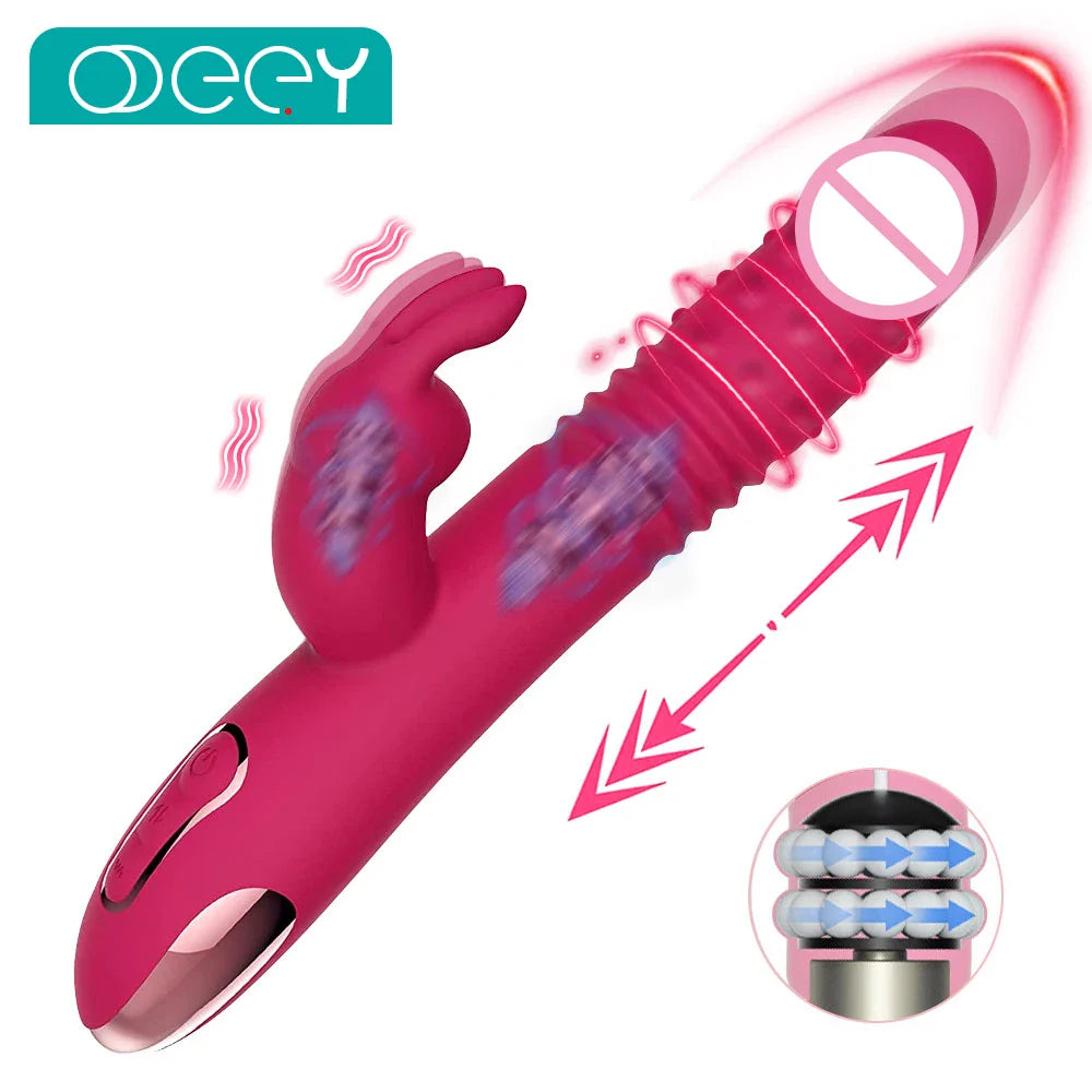 Rabbit Vibrators Thrusting Dildo for Women 10 Vibration Thrust Rotating Mode Clit - fromasia2america.shop