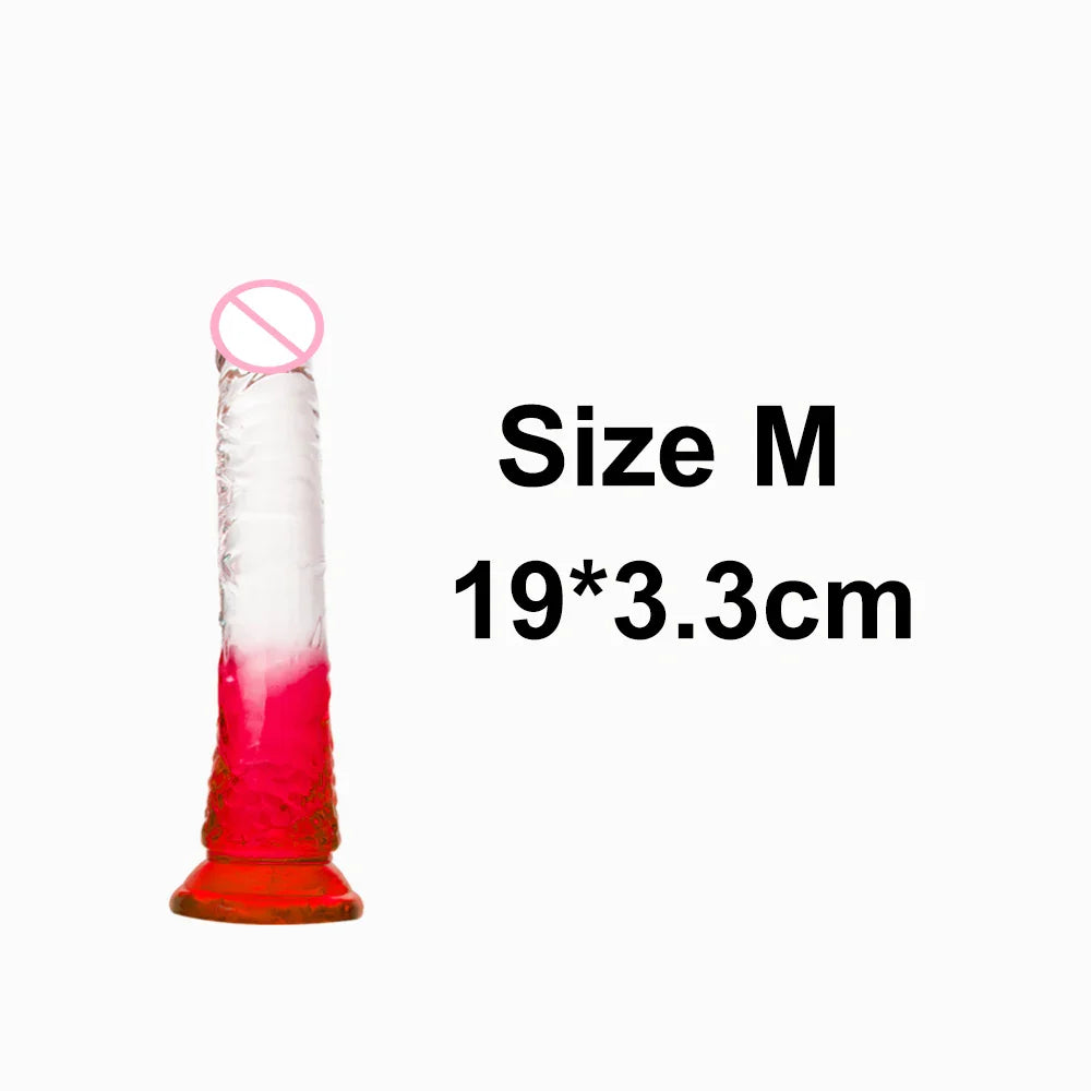 Crystal Jelly Huge Dildo Realistic Penis Anal Butt Plug Anal Massage Women's - fromasia2america.shop