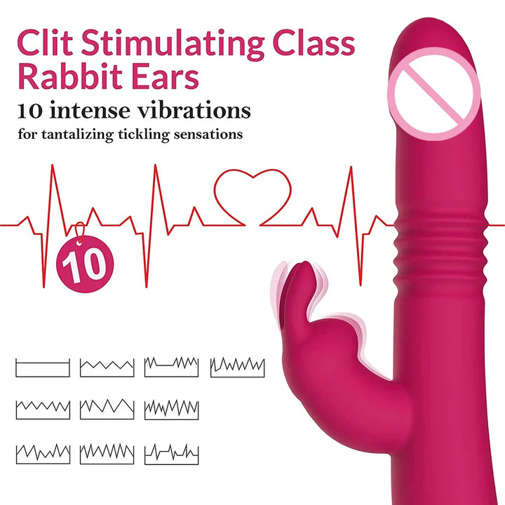 Rabbit Vibrators Thrusting Dildo for Women 10 Vibration Thrust Rotating Mode Clit - fromasia2america.shop