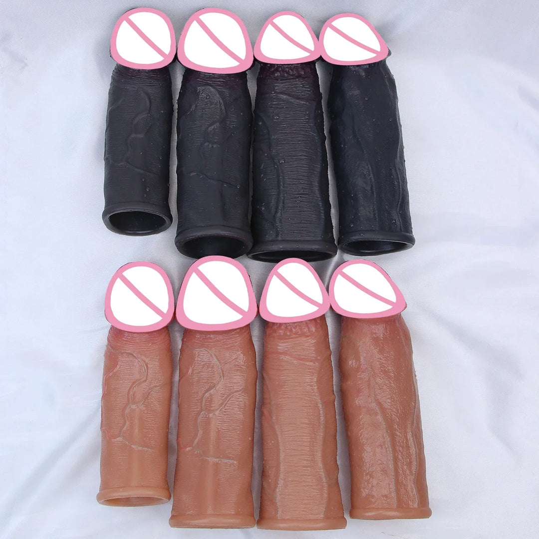 Soft Realistic Vein Dildo Enlarger Penis Sleeve Big Growth Real Silicone Dick Man Delayed - fromasia2america.shop