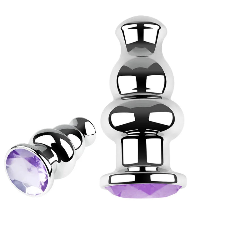 Metal Anal Plug Stainless Steel Butt Plug With Jewelry Colorful Crystal Anus Plug Anal Bead for women - fromasia2america.shop