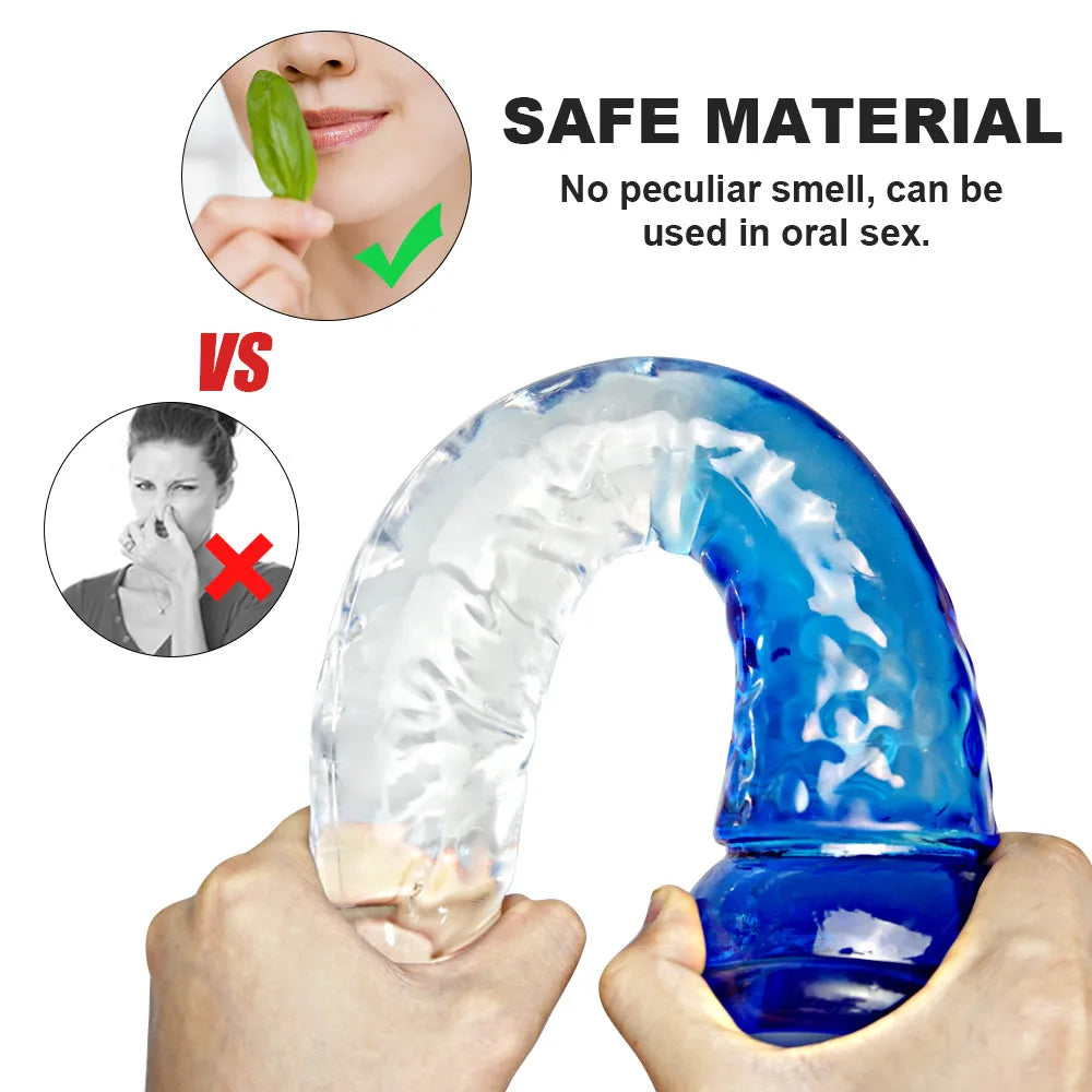 Crystal Jelly Huge Dildo Realistic Penis Anal Butt Plug Anal Massage Women's - fromasia2america.shop