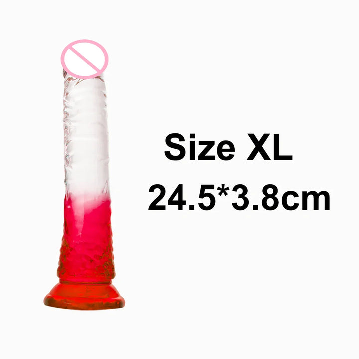 Crystal Jelly Huge Dildo Realistic Penis Anal Butt Plug Anal Massage Women's - fromasia2america.shop