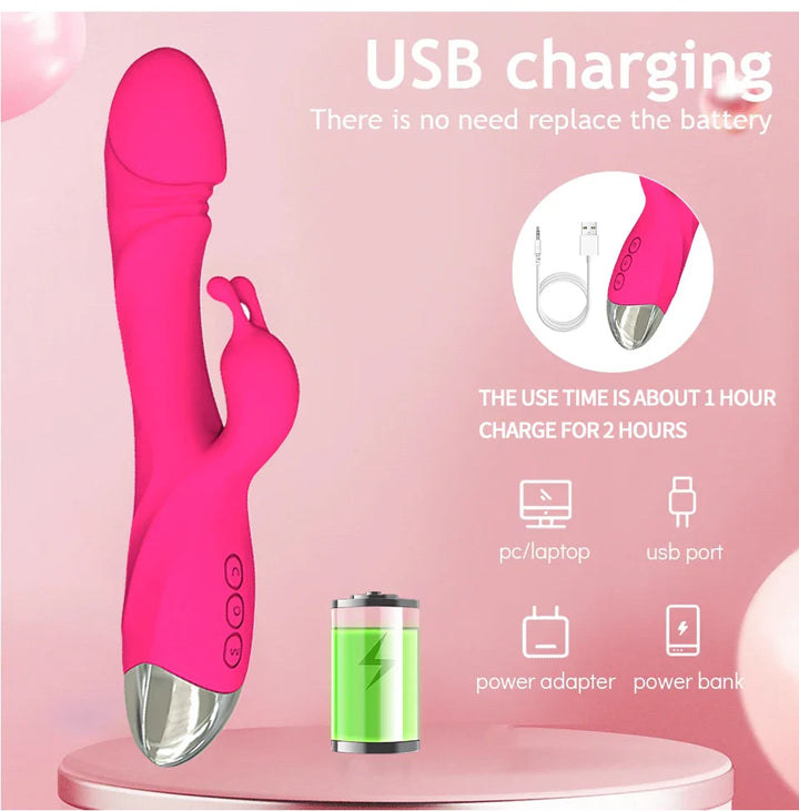 Dildo Rabbit Vibrator G spot Masturbation Clitoral Vaginal Anal Massager Female - fromasia2america.shop