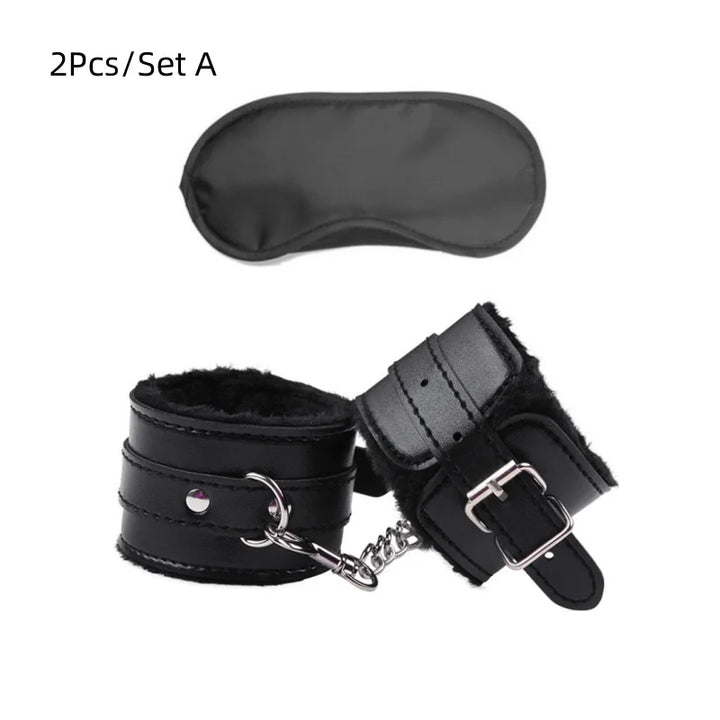 Bdsm Bondage Kit Leather Handcuffs Sets Whip Nipple Clamps Ball Gag Collar for Women Couples - fromasia2america.shop