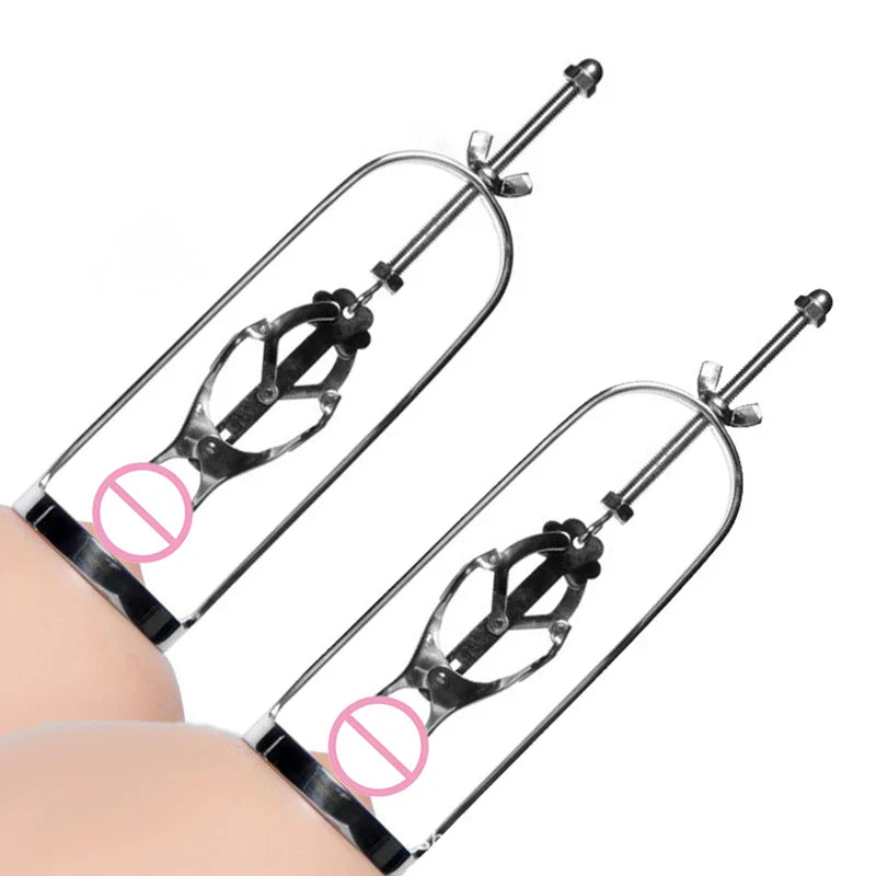 4 Style Stainless Steel Play Clamps Metal Nipple Clips Breast Trainer Enlarger BDSM for Women - fromasia2america.shop