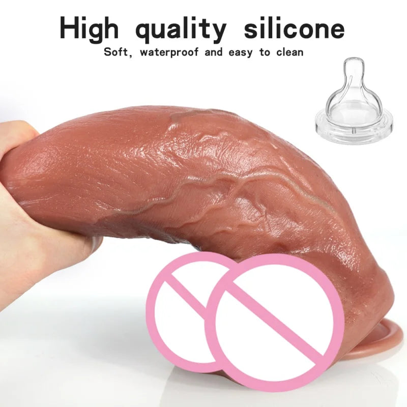 New Soft Realistic Veins Huge Dildo Thick Cock Double Layer For Women - fromasia2america.shop