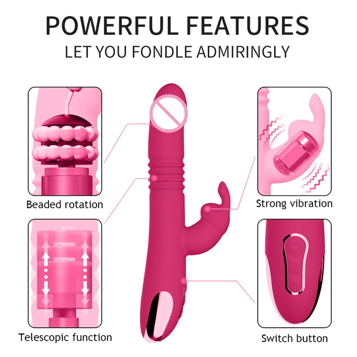 Rabbit Vibrators Thrusting Dildo for Women 10 Vibration Thrust Rotating Mode Clit - fromasia2america.shop