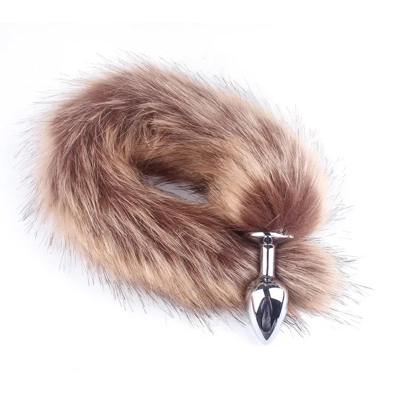 Woman Cosplay Fox Mask Tail Anal Plug Metal Anus Butt Plug Half Cat Mask BDSM - fromasia2america.shop