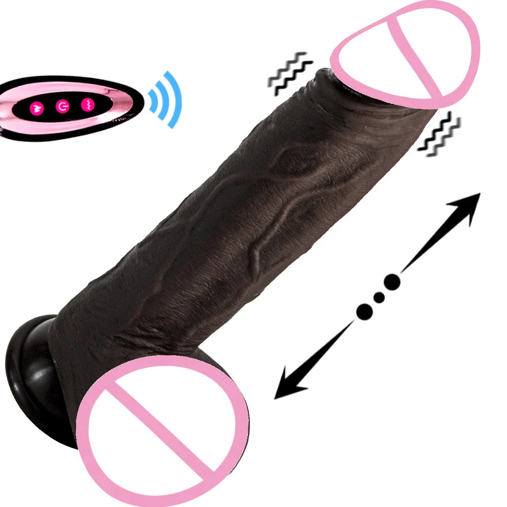 Black Penis Wireless Vibrator Telescopic Dildos For Women Big Dildo Vibrator - fromasia2america.shop