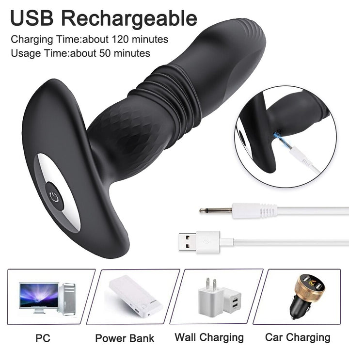 Anal Vibrator for Men Women with Wireless Remote Control Telescopic Rotation