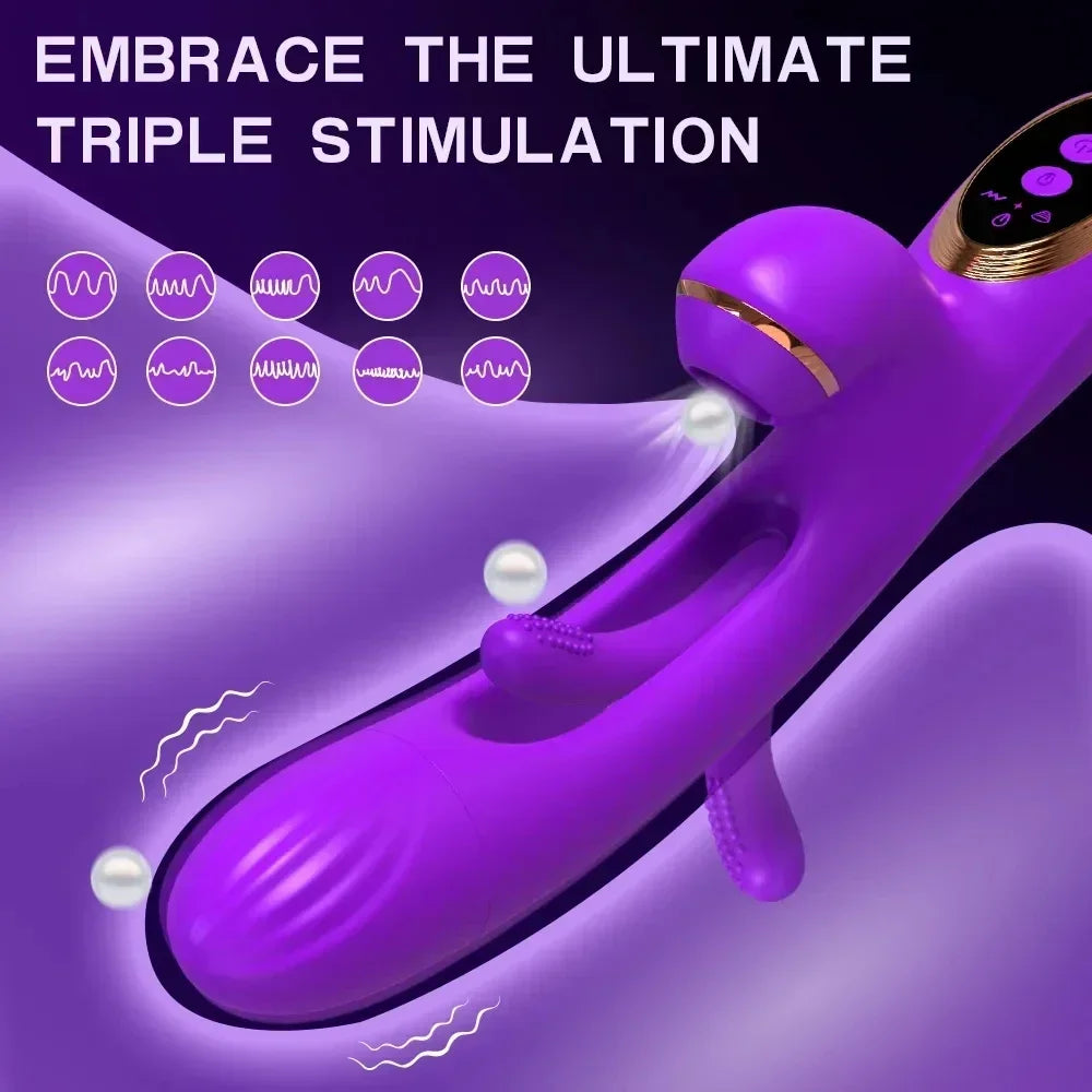 Rabbit Patting Dildo Vibrator Clitoris Nipple Sucking Stimulator Vagina Massager for Women