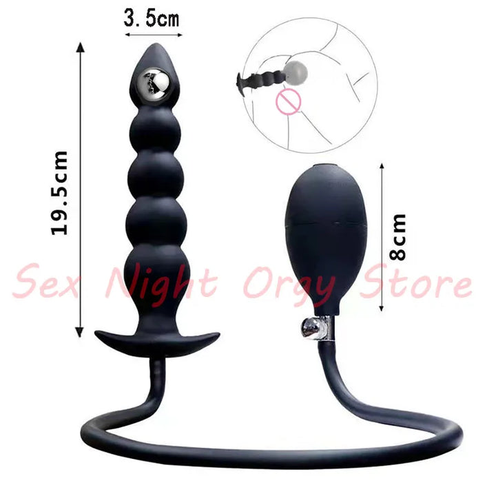 Bead Inflatable Anal Plug Built-in Big Butt Plug Dildo Pump Bdsm Toy - fromasia2america.shop