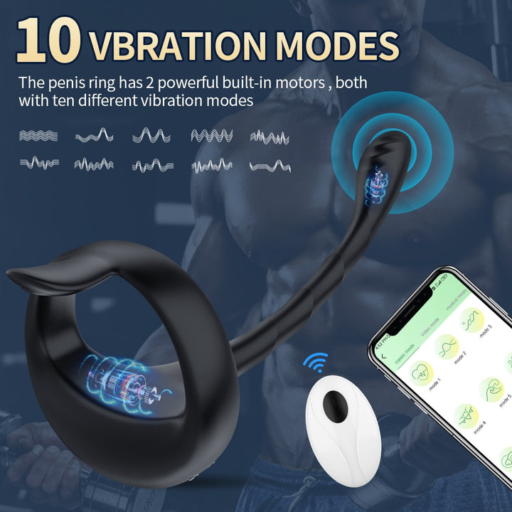 APP Bluetooth Prostate Vibrator Testicle Massage Anal Butt Plug Cock Ring